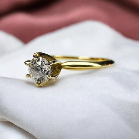 14k Gold Diamond Ring Sz 6.25 1/3ct Round Cut Solitaire Wedding Ring 1.4g - Picture 10 of 16